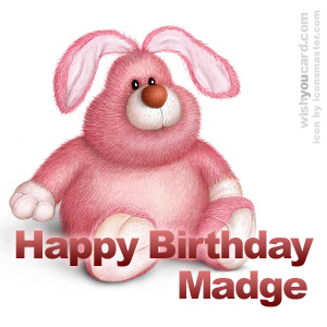 happy birthday Madge rabbit card