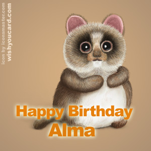happy birthday Alma racoon card