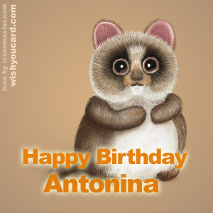 happy birthday Antonina racoon card