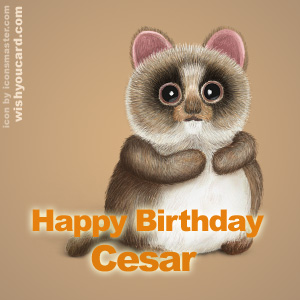 happy birthday Cesar racoon card