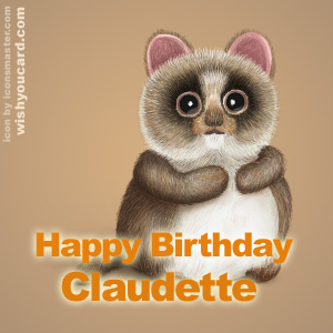 happy birthday Claudette racoon card