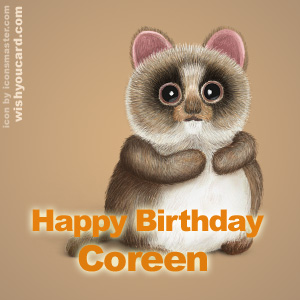 happy birthday Coreen racoon card