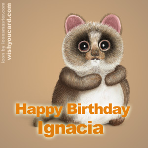 happy birthday Ignacia racoon card