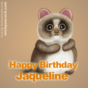 happy birthday Jaqueline racoon card