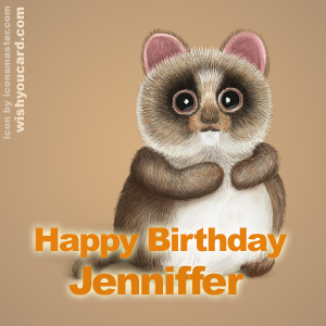 happy birthday Jenniffer racoon card