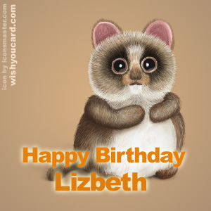 happy birthday Lizbeth racoon card