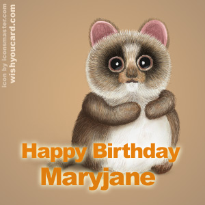 happy birthday Maryjane racoon card