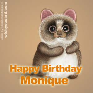 happy birthday Monique racoon card