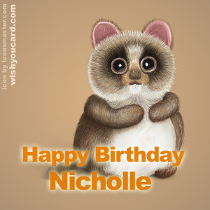 happy birthday Nicholle racoon card