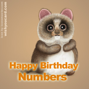 happy birthday Numbers racoon card