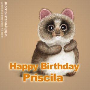 happy birthday Priscila racoon card