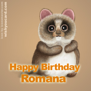 happy birthday Romana racoon card