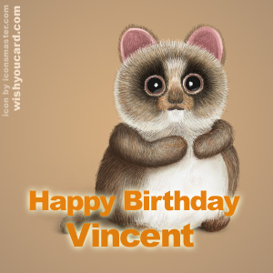 happy birthday Vincent racoon card