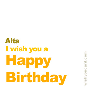 happy birthday Alta simple card