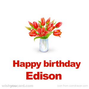 happy birthday Edison bouquet card