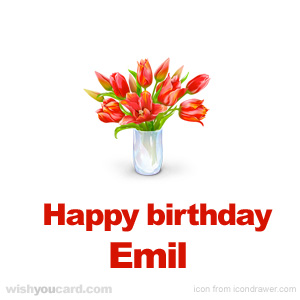 happy birthday Emil bouquet card