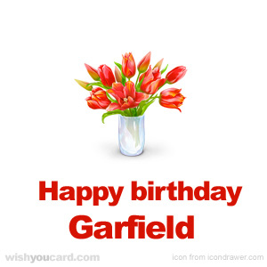 happy birthday Garfield bouquet card