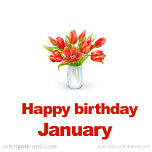 happy birthday January bouquet card