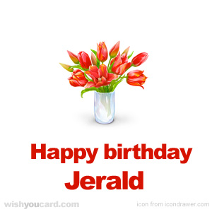 happy birthday Jerald bouquet card