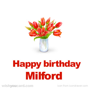 happy birthday Milford bouquet card