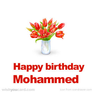 happy birthday Mohammed bouquet card