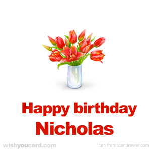 happy birthday Nicholas bouquet card