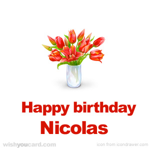 happy birthday Nicolas bouquet card