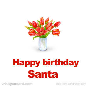 happy birthday Santa bouquet card