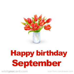 happy birthday September bouquet card