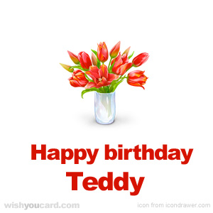 happy birthday Teddy bouquet card
