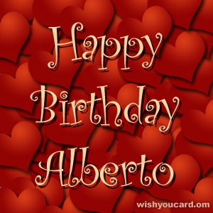 happy birthday Alberto hearts card