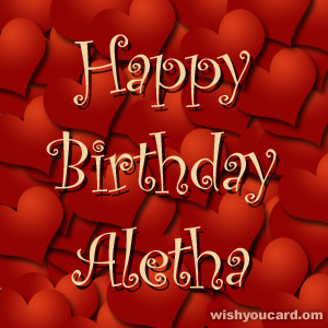 happy birthday Aletha hearts card
