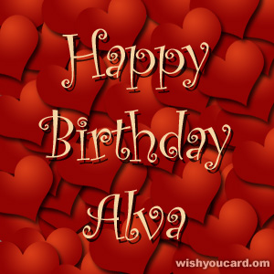 happy birthday Alva hearts card