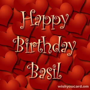 happy birthday Basil hearts card