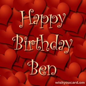 happy birthday Ben hearts card