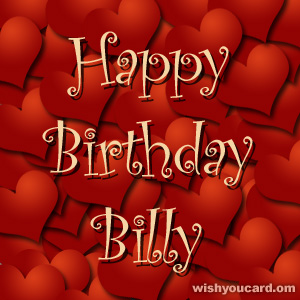 happy birthday Billy hearts card
