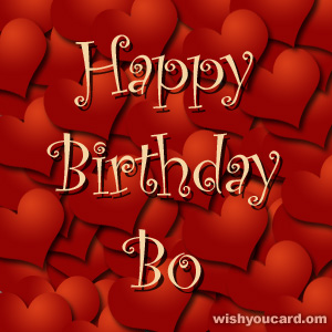 happy birthday Bo hearts card