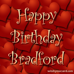 happy birthday Bradford hearts card