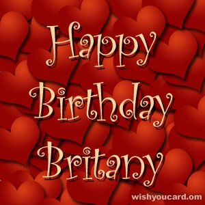 happy birthday Britany hearts card