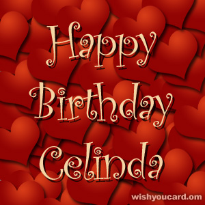 happy birthday Celinda hearts card