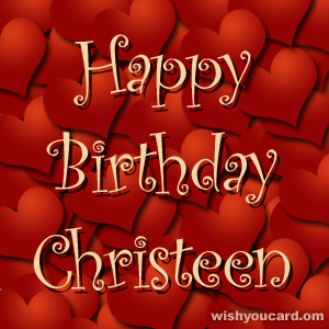 happy birthday Christeen hearts card