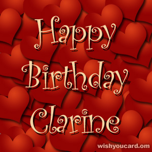 happy birthday Clarine hearts card