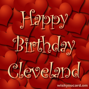 happy birthday Cleveland hearts card