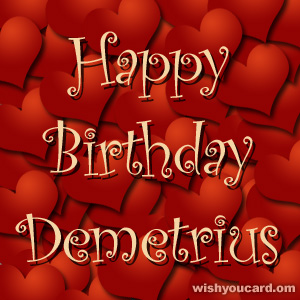 happy birthday Demetrius hearts card