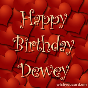 happy birthday Dewey hearts card