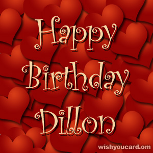 happy birthday Dillon hearts card