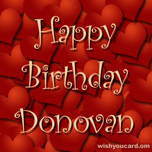 happy birthday Donovan hearts card