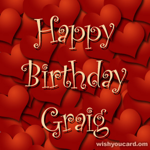happy birthday Graig hearts card