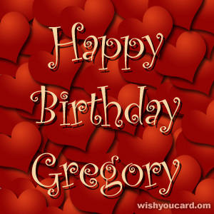 happy birthday Gregory hearts card