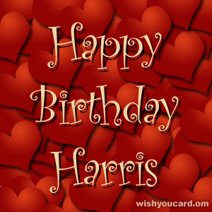 happy birthday Harris hearts card